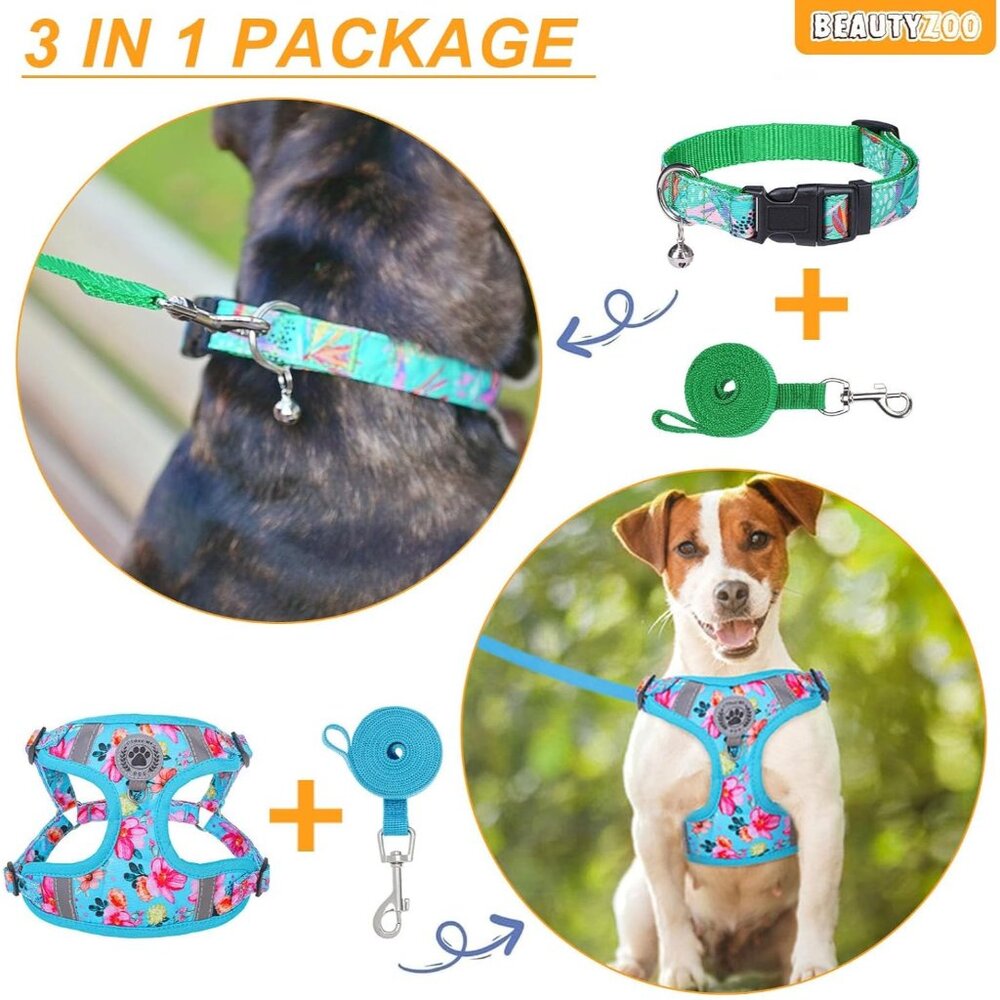 Reflective Dog Harness & Leash Set With Quick Release Buckle - Picture 3 of 11